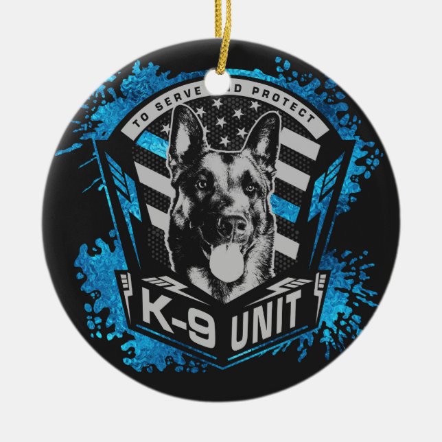 K9 Unit  - Malinois - Belgian shepherd Ceramic Ornament (Front)