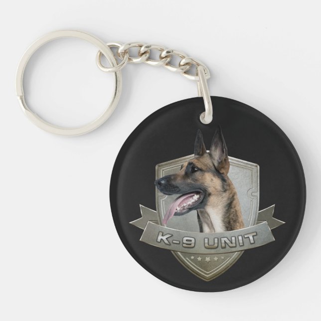 K9 Unit  - Malinois - Belgian shepherd Key Ring (Front)