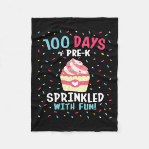 K 100 Days Of School Girls Sprinkled Fun Cupcake S Fleece Blanket