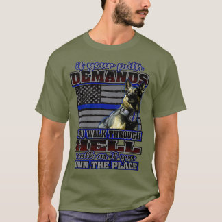 K 9 Dog Costume Police Handler Thin Blue Line T-Shirt