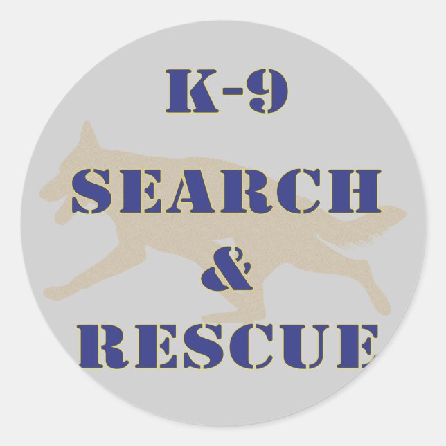 K-9 Search and Rescue GSD Classic Round Sticker (Front)