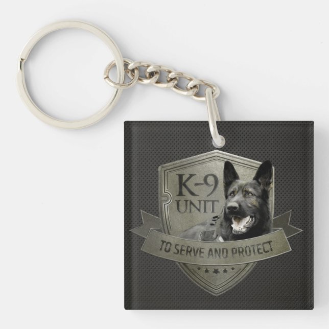 K-9 Unit GSD -Working German Shepherd Dog Key Ring (Front)