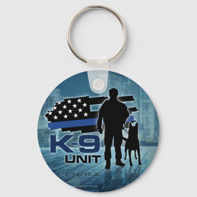 K-9 Unit  -Police Dog - Malinois Key Ring (Front)
