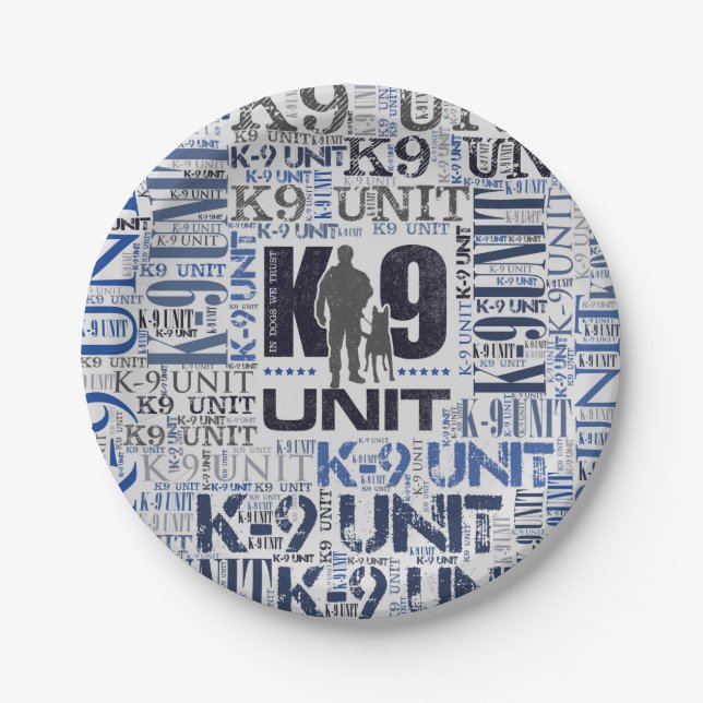 K-9 Unit  -Police Dog Unit Paper Plate (Front)