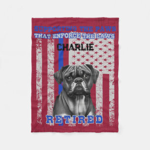 K-9 Veteran Boxer Working Dog Personalised  Fleece Blanket