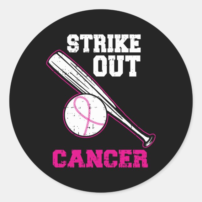 K Baseball Strike Out Breast Cancer Awareness Classic Round Sticker (Front)