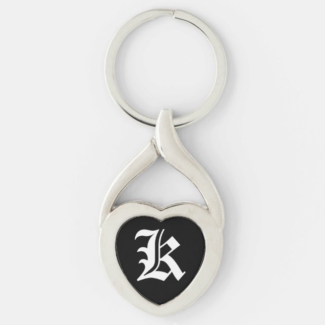 "K" Black Heart Keychain (Front)