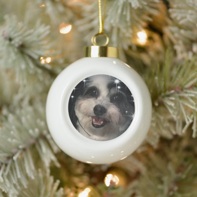 K-Cee Stars Zuchon Dog Ceramic Ball Christmas Ornament (Tree)