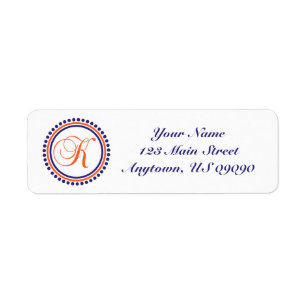 K Dot Circle Mongram Address Label (Blue / Orange) Return Address Label