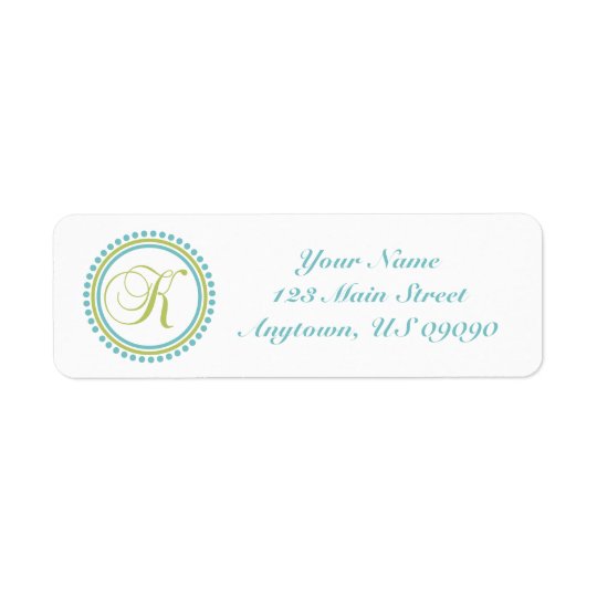 K Dot Circle Mongram Address Label (Chartreuse)