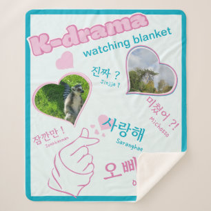 K drama 2 Photos Collage korean typography love Sherpa Blanket