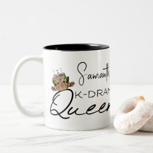 K-Drama Queen with Korean Crown Personalised  Two-Tone Coffee Mug