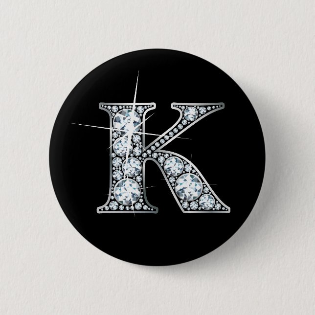 "K" Faux-"Diamond Bling" Button (Front)
