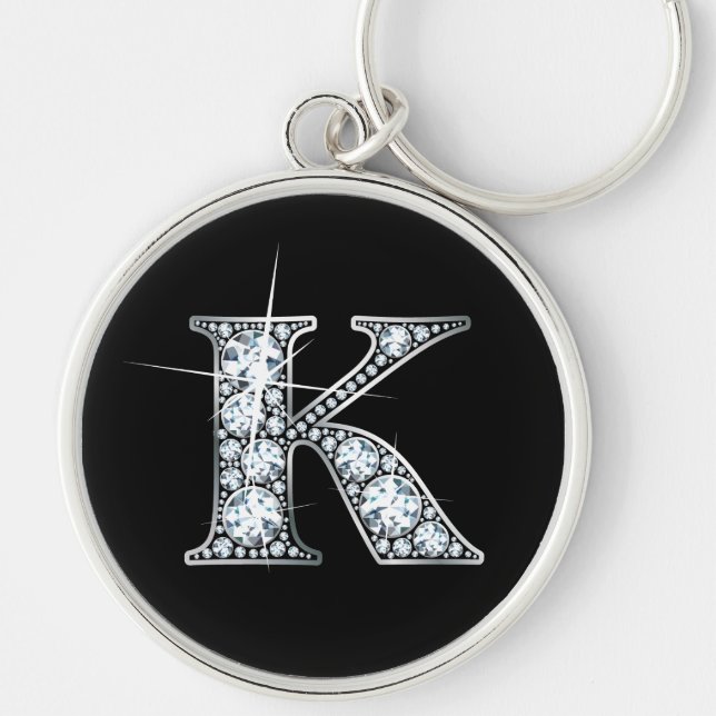 "K" Faux-"Diamond Bling" Keychain (Front)