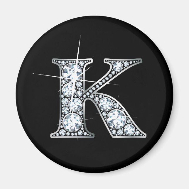 "K" Faux-"Diamond Bling" Magnet (Front)