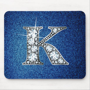 K Faux-"Diamond Bling" on Denim Mousepad