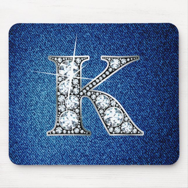K Faux-"Diamond Bling" on Denim Mousepad (Front)