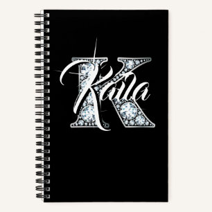 K Faux Diamond Spiral Notebook