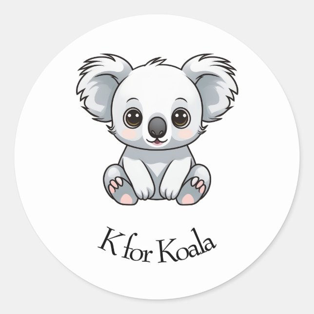 K for Koala Classic Round Sticker (Front)