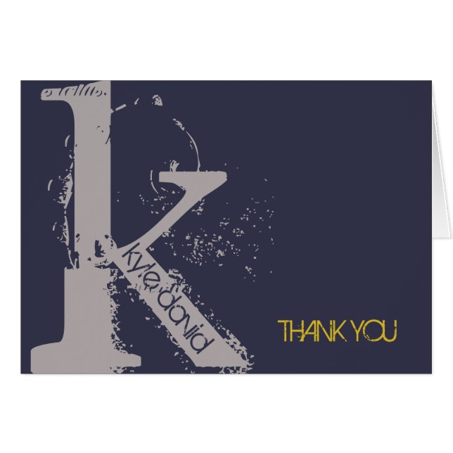 K Initial Collection Bar Mitzvah Thank You Card (Front Horizontal)