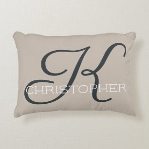 K Initial Personalised Name Taupe Neutral Tan Decorative Cushion