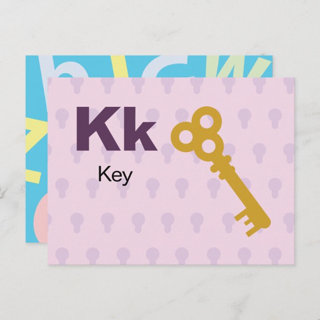 K is for Key - Alphabet Flash Card (Front/Back)