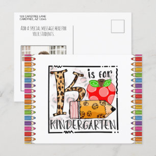 K is for Kindergarten Photo Postcard