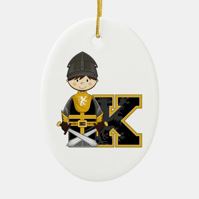 K is for Knight Ceramic Tree Decoration (Front)