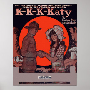 K-K-K-Katy Early 1900's Sheet Music Cover Poster