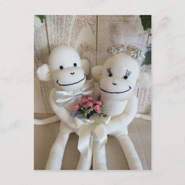 K&K Sock Monkey Wedding(Pink) Postcard (Front)