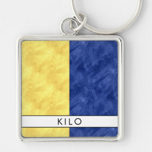 K Kilo Nautical Signal Flag + Your Name Key Ring