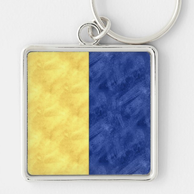 K Kilo Watercolor Nautical Signal Maritime Flag Key Ring (Front)