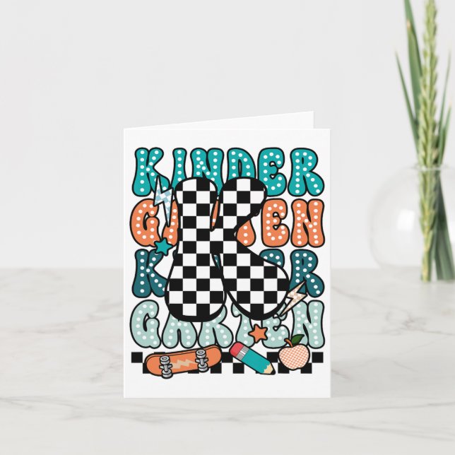 K Kindergarten Teacher Chequered Back To School Ki Card (Front)