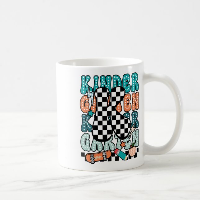 K Kindergarten Teacher Chequered Back To School Ki Coffee Mug (Right)