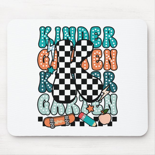 K Kindergarten Teacher Chequered Back To School Ki Mouse Pad (Front)