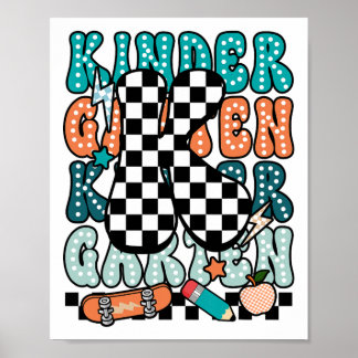 K Kindergarten Teacher Chequered Back To School Ki Poster