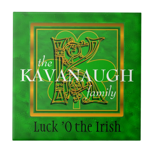 K "Luck of the Irish" Family Custom Monogram Tile (Front)