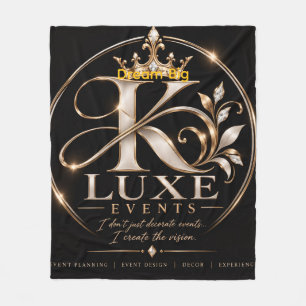 K Luxe Fleece Blanket – Black & Gold Crown Logo Dr