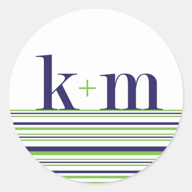 k+m monogram and stripe Sticker (Front)