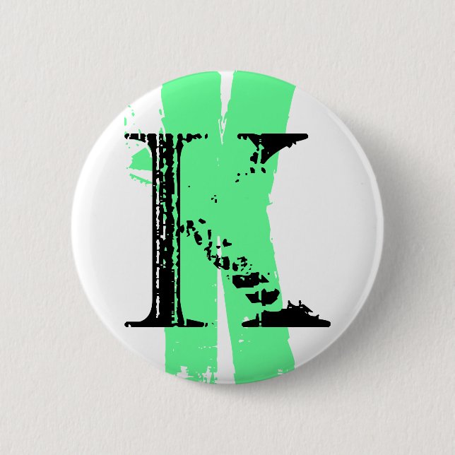 K monogram 6 cm round badge (Front)