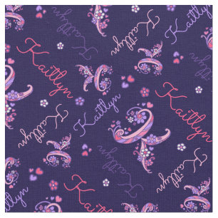 K monogram and personalised name Kaitlyn fabric