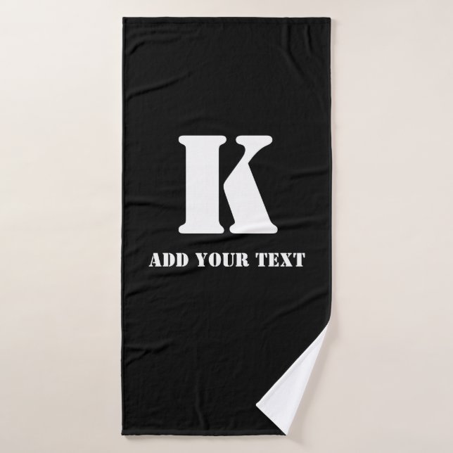 K  Monogram Classic Trendy Custom Wedding Templa Bath Towel (Bath Towel)