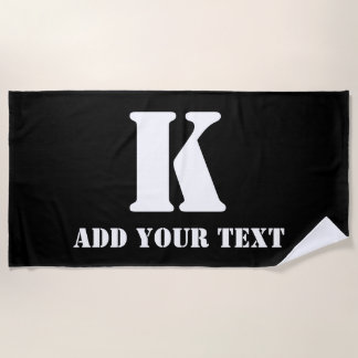 K Monogram Classic Trendy Custom Wedding Templa Beach Towel