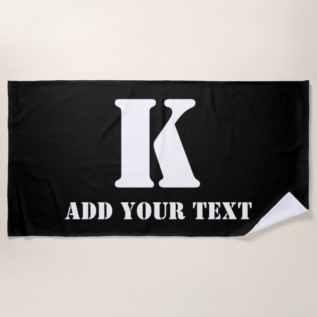 K  Monogram Classic Trendy Custom Wedding Templa Beach Towel (Front)