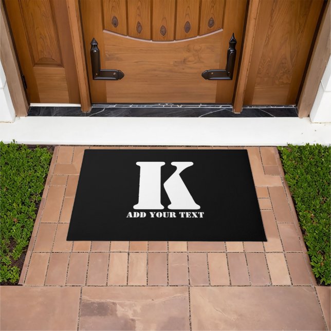 K  Monogram Classic Trendy Custom Wedding Templa Doormat (Outdoor)