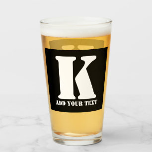 K  Monogram Classic Trendy Custom Wedding Templa Glass