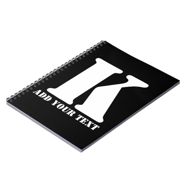 K  Monogram Classic Trendy Custom Wedding Templa Notebook (Left Side)