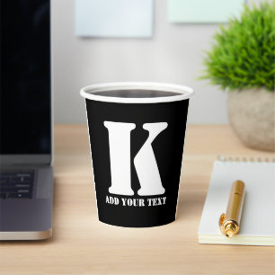 K Monogram Classic Trendy Custom Wedding Templa Paper Cups