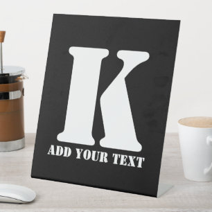 K  Monogram Classic Trendy Custom Wedding Templa Pedestal Sign