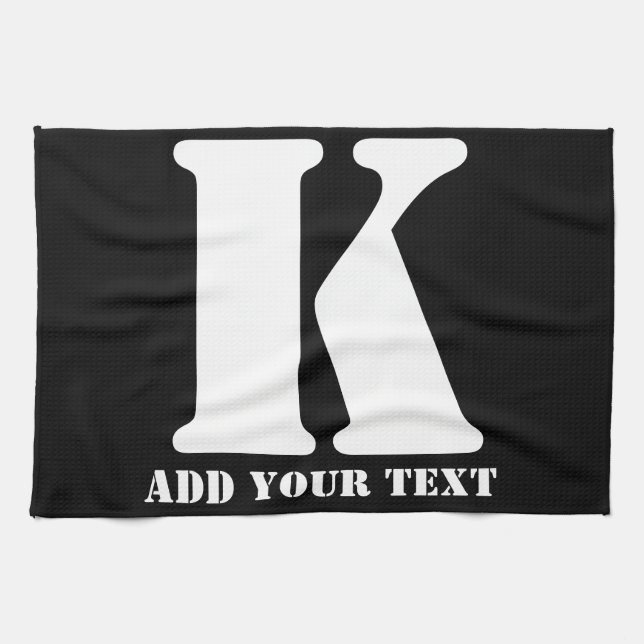 K  Monogram Classic Trendy Custom Wedding Templa Tea Towel (Horizontal)